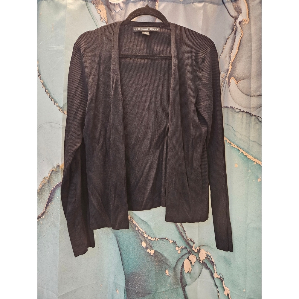 Josephine Chaus Black Open-Front Cardigan Sweater